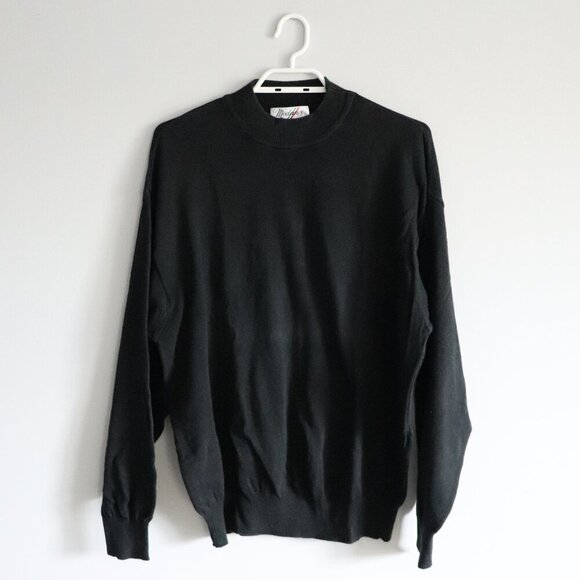 Modango Men's Black Size Lrg Relaxed Sleeve Italian Mock Neck Pullover Sweater - Picture 1 of 11